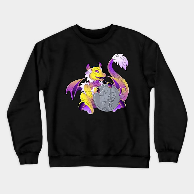 Nonbinary Pride Pocket Dragon Crewneck Sweatshirt by TheMightyQ